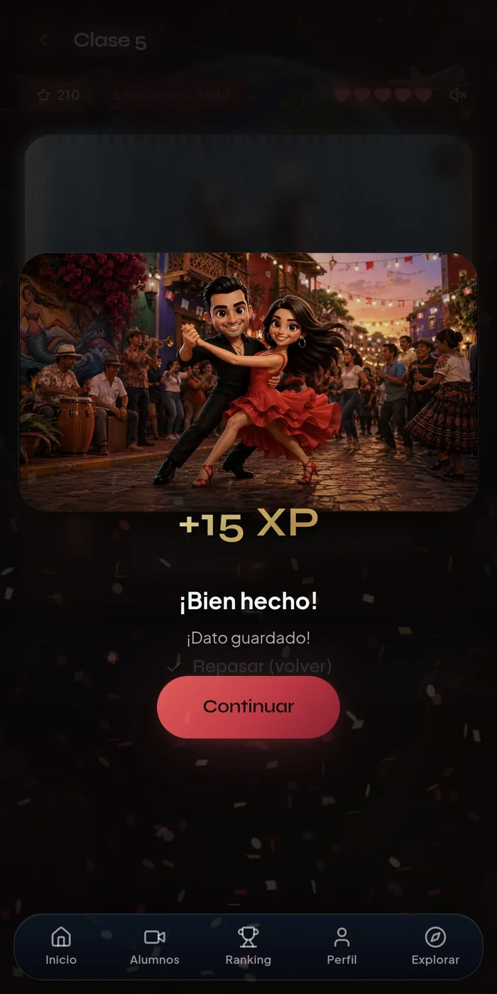 Ranking semanal de alumnos en la app de Viaje de Éxito