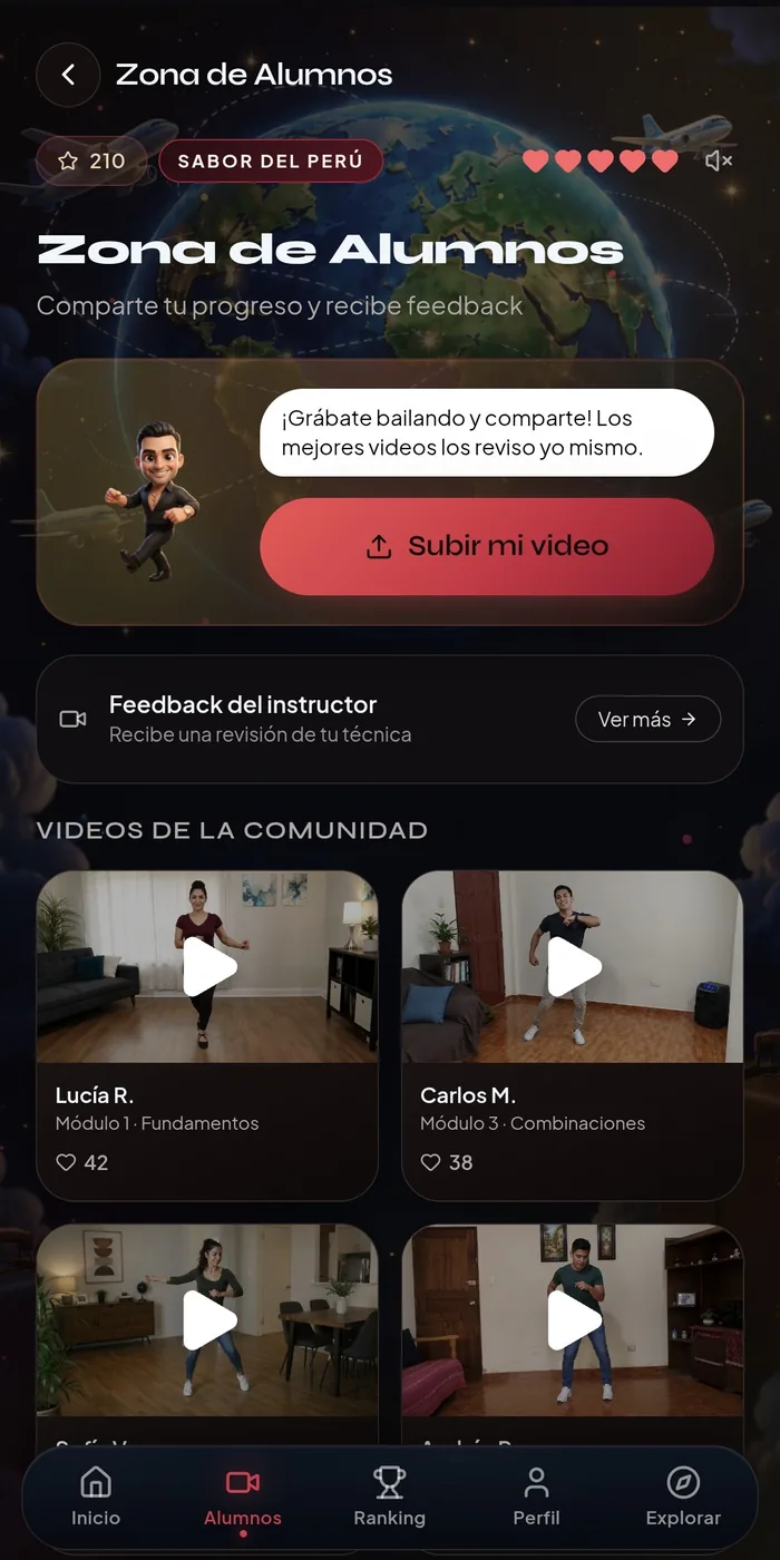 Videos reales de alumnos compartidos en la comunidad