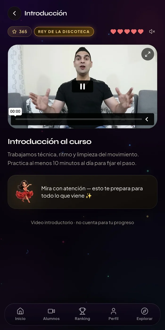 Introducción del curso dentro de la plataforma de Viaje de Éxito