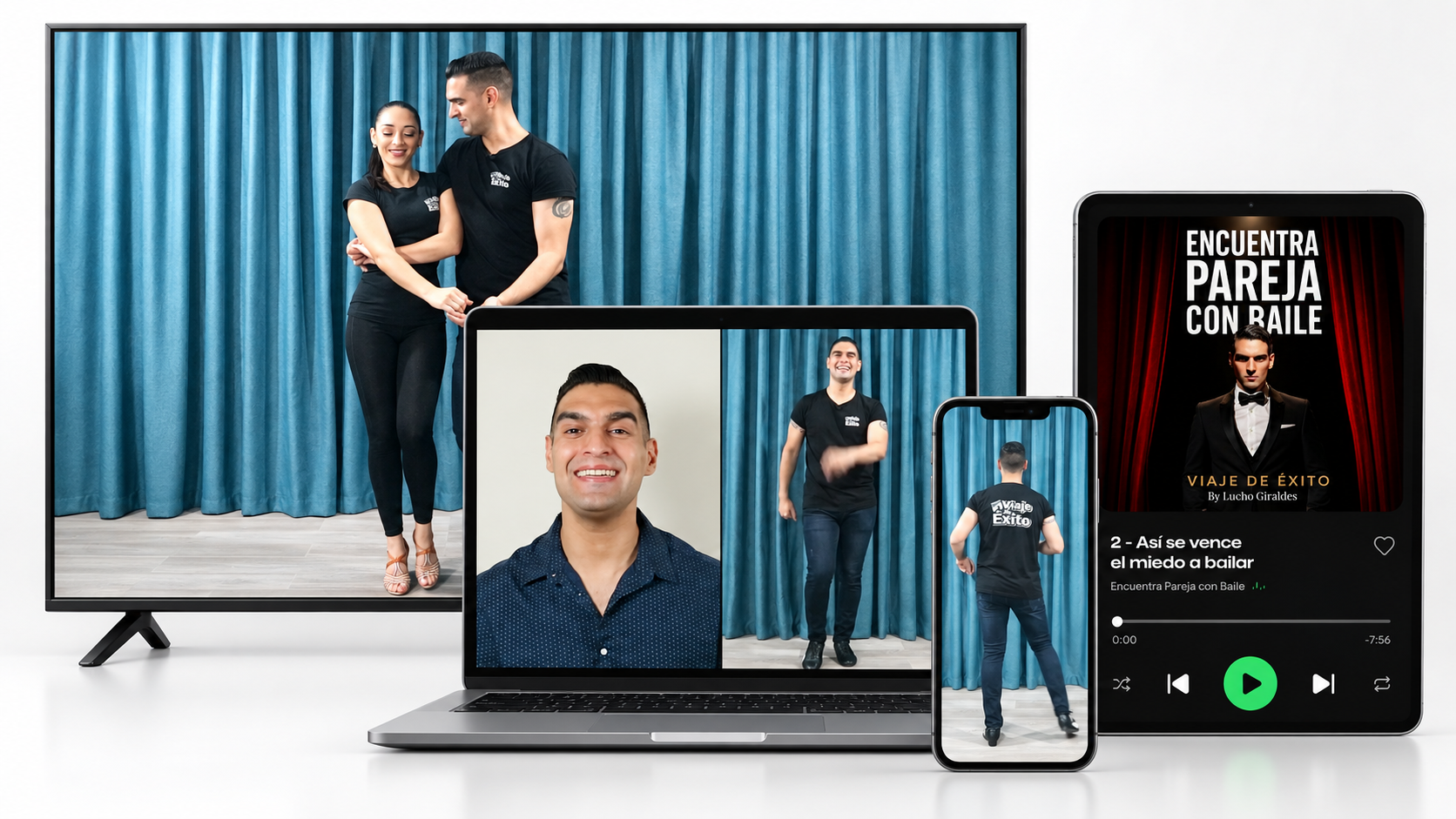 Clases de Encuentra Pareja con Baile disponibles en televisión, laptop, tablet y móvil